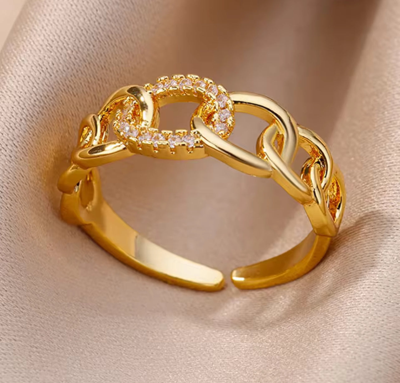 Bijoux bague torsade doré cristaux blanc dora 6