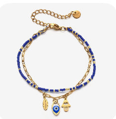 Bijoux Bracelet lea doré bleu 10