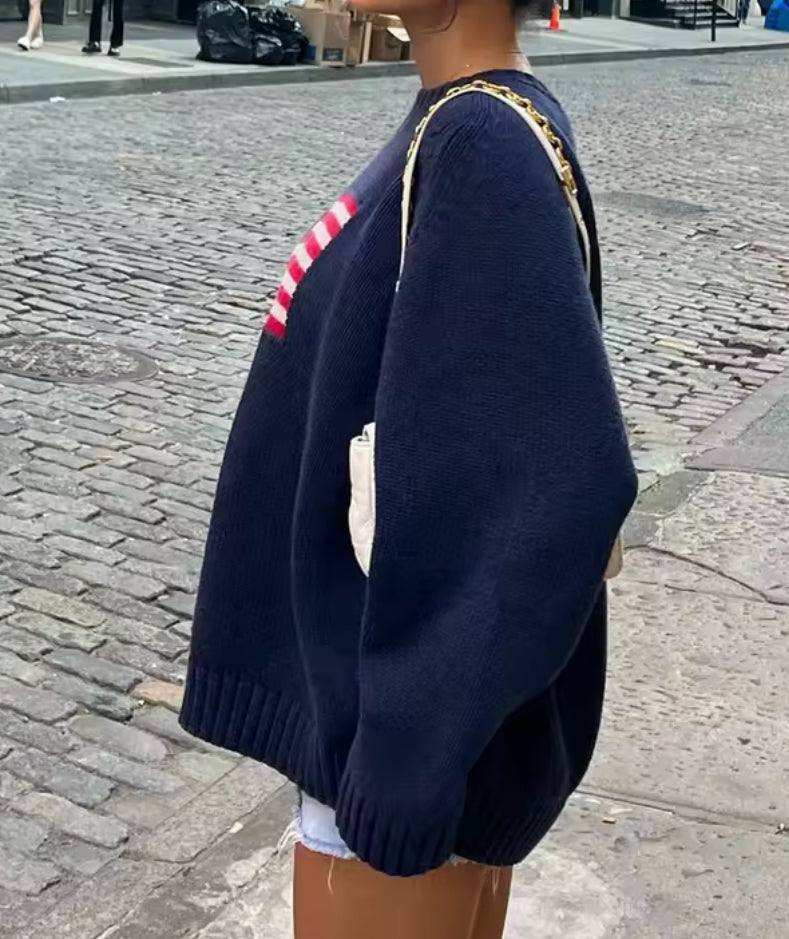 Femme pull tricot américain