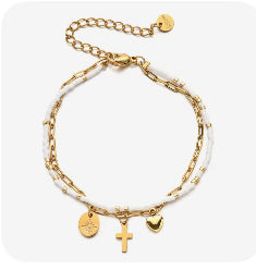 Bijoux bracelet lea doré-blanc 8