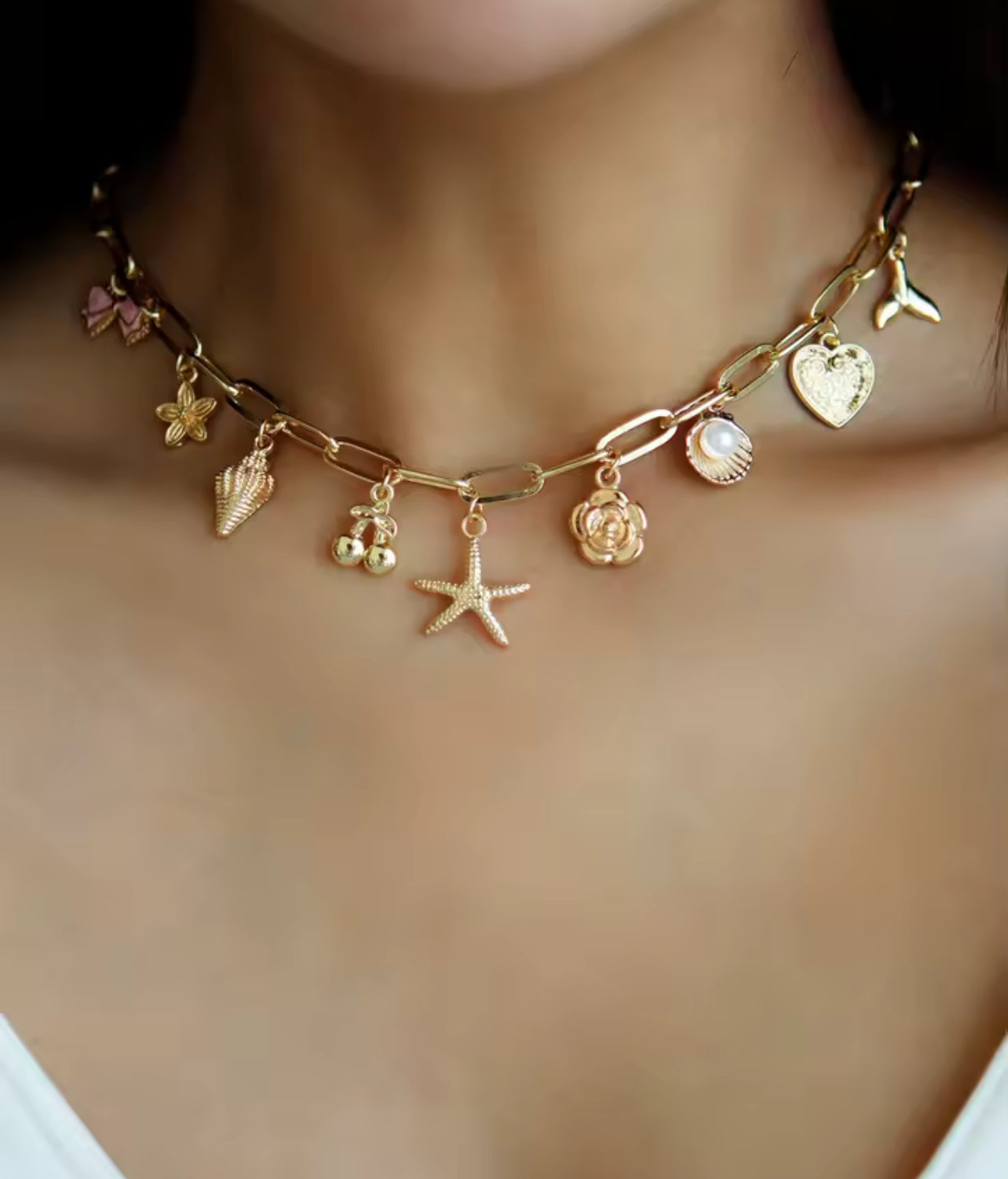 Bijoux collier tout doré étoile 15