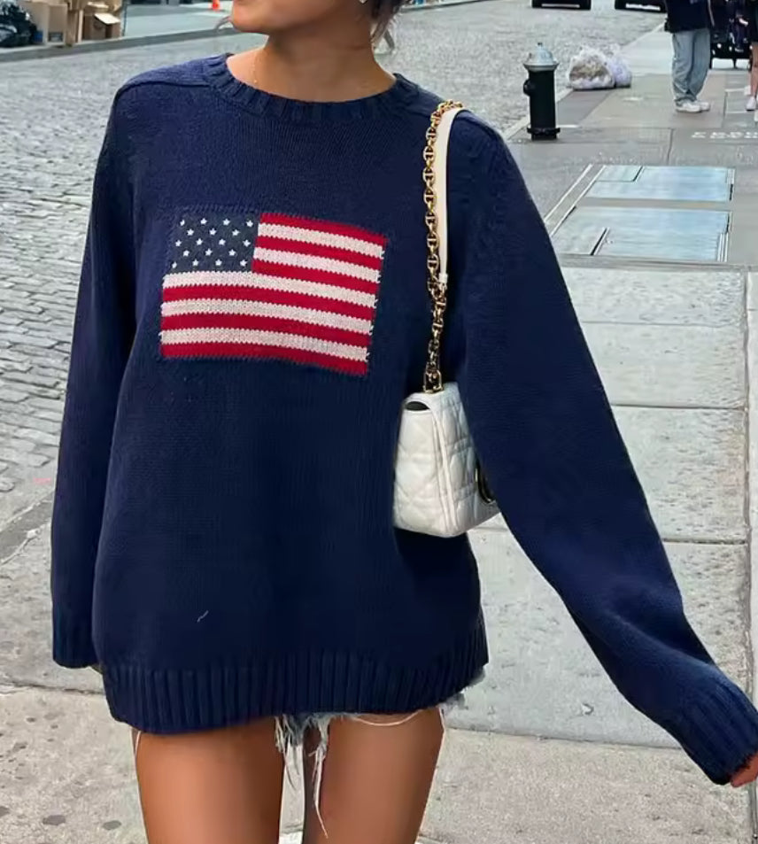 Femme pull tricot américain
