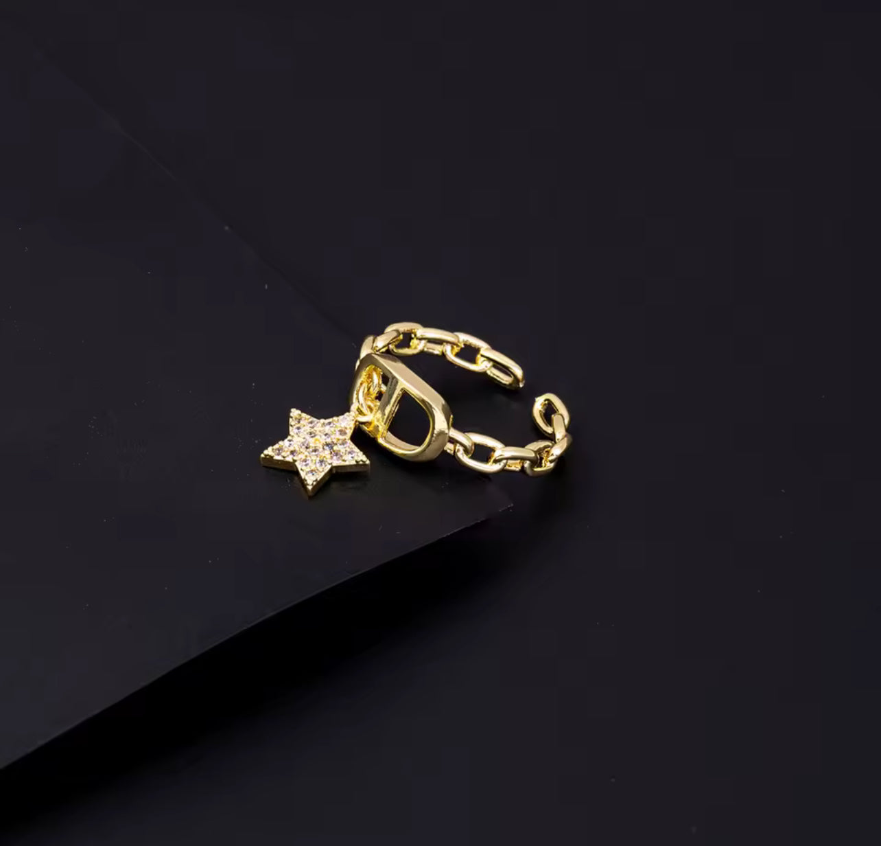 Bijoux bague doré étoile 19
