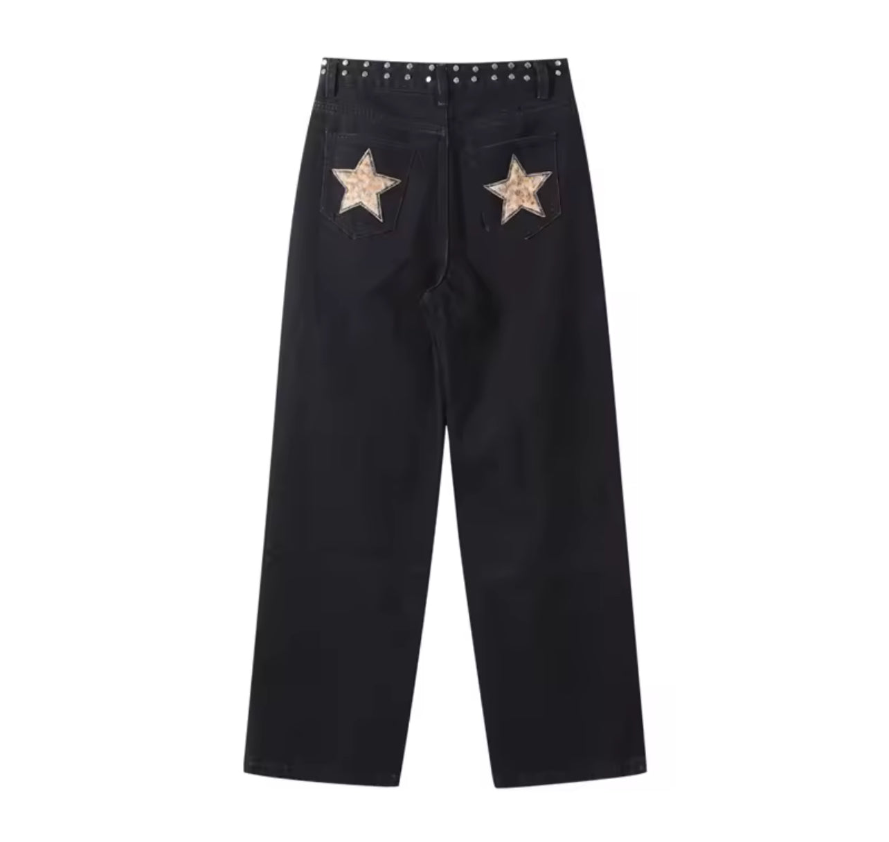 Femme jeans noir avec étoile léopard
