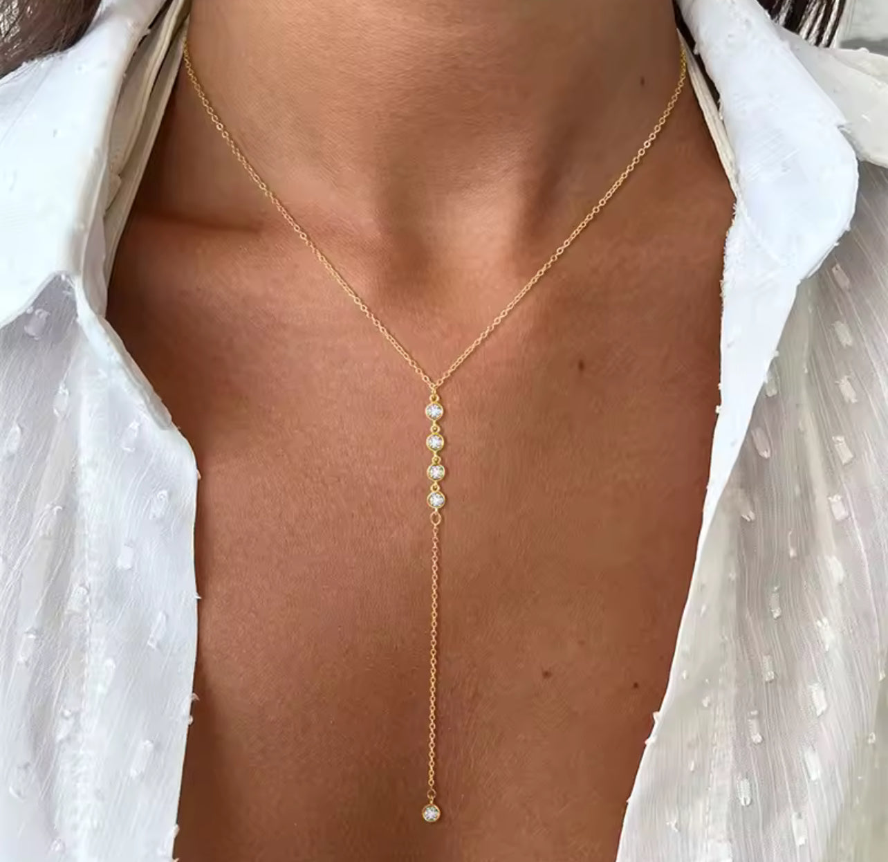 Bijoux collier doré avec cristaux 36